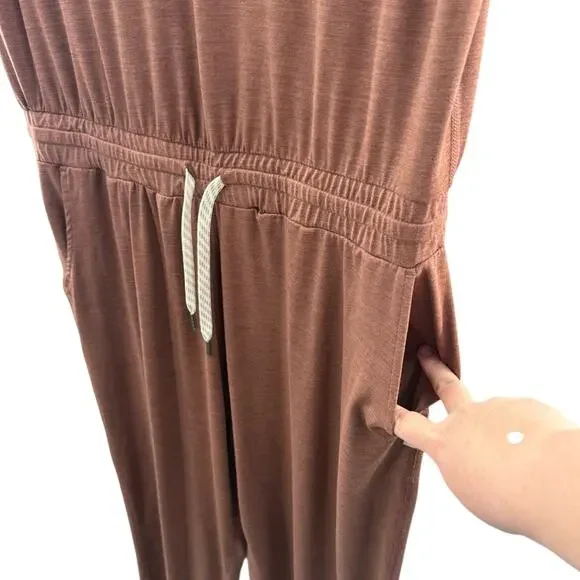 Vuori All Day Jumpsuit Short Sleeve Rolled Crop Terracotta Heather Brown Size XL - Picture 8 of 14